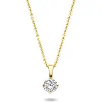 New Bling 9NBG-0231 Gouden Ketting met Hangertje - Dames - Zirkonia - 4 mm Doorsnee - 4 Poot zetting - Ankerschakel - 39 + 3 + 3 cm - 14 Karaat - Goud