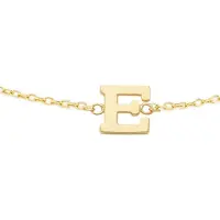 New Bling 9NBG-901E Gouden Armband met Letter E - 6mm - Ankerschakel - 16+1+1cm - 14 Karaat - Goud