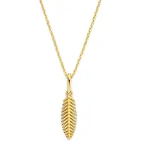 New Bling 9NBG-0723 Gouden ketting met Hangertje - Veer - Veertje - 14,9x4,7mm - Ankerschakel - 39+3+3cm - 14 Karaat - Goud
