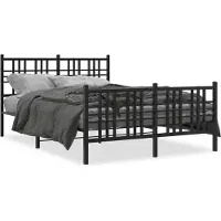 vidaXL Bedframe met hoofd- en voeteneinde metaal zwart 120x190 cm