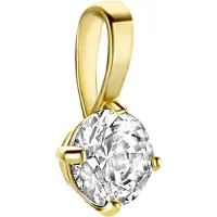 New Bling 9NBG-0193 Gouden Hangertje - Dames - Zirkonia - 4 mm - Solitair - 4 Poot zetting - 14 Karaat - Goud