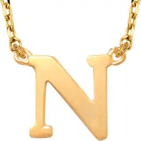 New Bling 9NBG-900N Gouden Ketting met Letter N - 6mm - Ankerschakel - 38+2,5+2,5cm - Initiaal sieraad - 14 Karaat - Goud