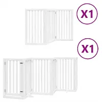 vidaXL Hondenhek inklapbaar met deur 9 panelen 450 cm populierhout wit