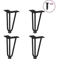 vidaXL Haarnadelpoten voor Salontafel 4 st 20 cm massief staal zwart