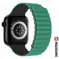 Swissten Siliconen bandje voor Apple Watch - Magnetisch 42/44/45/49 mm Groen/Grijs (Silicone, 3, 4, Apple Watch Series 1, Ultra), Horlogebandjes, Groen