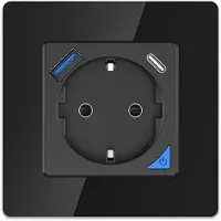 Extralink Smart Life Wandcontactdoos Set Pro | Slimme socket set + frame | Kleur Zwart, 230V, 1x USB A, 1x USB C, WiFi