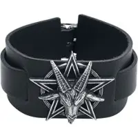Alchemy Gothic - Gothic Lederen armband - Baphoment - voor Mannen - zwart - Maat Standard