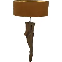 HSM Collection HSM Collection-Wandlamp met Ovale Kap-38x19x90-Bruin/Beige-Teak/Stof