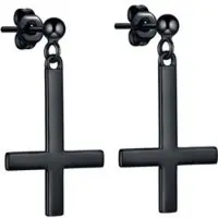 EtNox - Gothic Oorstekerset - Black Cross - voor Vrouwen - zwart - Maat Standard