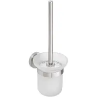 Sapho Toiletborstelhouder X-Steel Hangend 11.5x32.5 cm Geborsteld RVS / Melkglas
