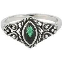 EtNox Ring - Green Navette - voor Vrouwen - zilverkleurig - Maat 62
