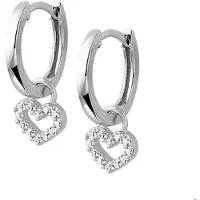 The Jewelry Collection TFT oorringen Hart Zirkonia Zilver Gerhodineerd Glanzend