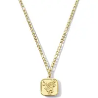 CO88 Collection CO88 8CN-26217 Stalen Schakel Ketting - Dames - Figaro - Hangertje - Roos - 38 + 7 cm - Goudkleurig