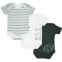 Bianco Blu Ökotex - Baby Romper - per 3 stuks - Grijs/Wit - Maten: 62/68