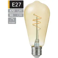 SPL E27 LED Lamp 4.2W Dimbaar - CRI 90 - Goud - Extra Warm Wit - LED Filament ST64 - Amber - Vervangt 40W - Per Stuk