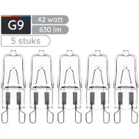 Avide G9 Halogeen 42W 220-240V Dimbaar - 3000K - 630lm - Halogeen Lampjes Insteek - Warm wit licht - 5 stuks