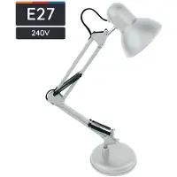 Avide LED Bureaulamp - Klassiek en Industrieel - max 60W - E27 Fitting - 100-240V - Wit