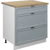 Vicco Fame-Line Keukenonderkast – 80 cm met 3 laden, WB Eik Licht blauw-grijs