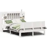vidaXL Bed met boekenkast zonder matras grenenhout wit 140x200 cm