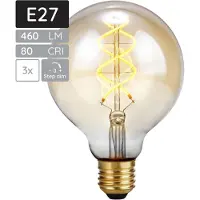 SPL E27 LED Lamp 5W 3 Staps Dimbaar - Extra Warm Wit - LED Filament G95 Globe - Amber - Vervangt 39W - 3 Stuks