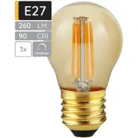 SPL E27 LED Lamp 4W Dimbaar - CRI 90 - Goud - Extra Warm Wit - LED Filament G45 - Amber - Vervangt 26W - 3 Stuks