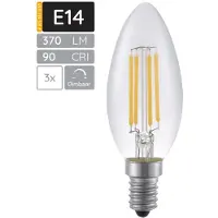 SPL E14 LED Lamp 4W Dimbaar - CRI 90 - Extra Warm Wit - 2500K - LED Filament Kaars C35 - Vervangt 33W - 3 Stuks