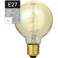 SPL E27 LED Lamp 5W 3 Staps Dimbaar - Extra Warm Wit - LED Filament G80 Globe - Amber - Vervangt 39W - 3 Stuks