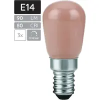 SPL E14 LED Lamp 2W Dimbaar - Extra Warm Wit - 1800K - LED Filament P26 Flame - 3 Stuks