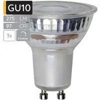 SPL GU10 LED Lamp 3.4W Dimbaar - CRI 97 - Warm Wit - 2700K - LED Spot MR16 - Vervangt 25W - 3 Stuks
