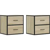 vidaXL Nachtkastjes 2 st wandgemonteerd 40x31x39,5cm sonoma eikenkleur