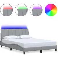 vidaXL Bedframe zonder matras "Hanko" stof lichtgrijs 140x190 cm