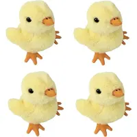 Inware Kuikentje knuffel - 4x - pluche kuiken - geel - 15 cm - boerderij knuffel