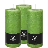 Wiedemann Cilinderkaars/stompkaars - 3x - rustieke kaars - lichtgroen - 7 x 16 cm - 66 branduren