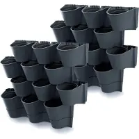 Prosperplast Verticale tuin hangende kunststof plantenpotten - 2x - Modulair - Antraciet grijs - L 67 x B 18 x H 57 cm - Binnen/buiten