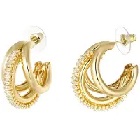 Yehwang Luxe feestelijke shiny party oorbellen , oor stekers - kleur goud met steentjes - earrings - feest - cadeau idee mam