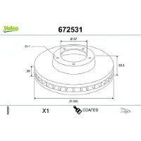 Valeo 672531 Remschijf