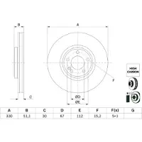 Bosch Remschijf 0 986 479 H34 voorkant, geventileerd, sterk gecarboniseerd, 1 Stuk