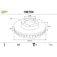 Valeo 186194 Remschijf