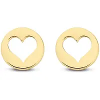 New Bling Goud 9NBG-0036 - Oorknop Rondje met Open Hartje - 7mm - Goud