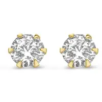 New Bling 9NBG-0199 Gouden Oorknopjes - Dames - Zirkonia - 5 mm - solitair - 6 Poot Chaton zetting - 14 Karaat - Goud