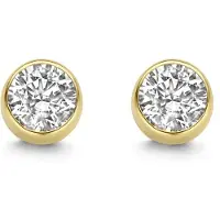 New Bling 9NBG-0206 Gouden Oorknopjes - Dames - Zirkonia - 4 mm - Solitair - In Kastje Gezet - 14 Karaat - Goud