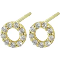 New Bling 9NBSAM-G190058 Gouden Oorknopjes - Dames - Cirkel - Open - Zirkonia - 4,5 mm Doorsnee - 14 Karaat - Goud