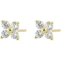 New Bling 9NBSAM-G190499 Gouden Oorknopjes - Dames - 4 Zirkonia Steentjes - Bloem - 3,5 mm - 14 Karaat - Goud