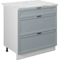 Vicco Fame-Line Keukenonderkast – 80 cm met 3 laden, WB Marmer Licht blauw-grijs