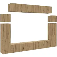 vidaXL 8-delig Tv-meubelset wandmontage bewerkt hout artisanaal eiken