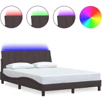vidaXL Bedframe zonder matras "Hanko" stof donkerbruin 140x190 cm