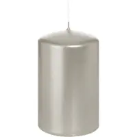 Wiedemann Cilinderkaars/stompkaars - metallic zilver - 6 x 8 cm - 29 branduren - zuilkaarsen