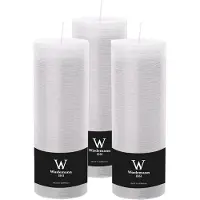 Wiedemann Cilinderkaars/stompkaars - 3x - hoog model - rustieke kaars - wit - 7 x 22 cm - 98 branduren