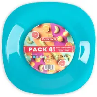 PlasticForte Verjaardag/kinderen/camping borden - 4x stuks - Dia 21 cm - blauw - kunststof - onbreekbaar