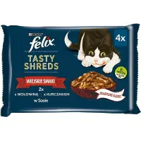 Purina FELIX Tasty Shreds met rundvlees en kip - 4x 80g